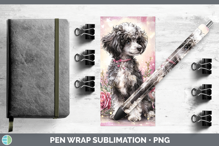 Poodle Dogs 01 Checker Valentine Pen Wrap Sublimation Design