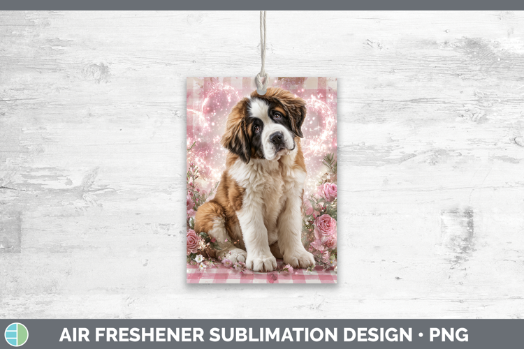 Saint Bernard Dogs 01 Checker Valentine Air Freshener Sublim