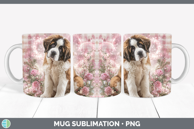 Saint Bernard Dogs 01 Checker Valentine Mug Wrap Sublimation