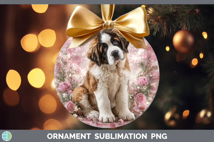 Saint Bernard Dogs 01 Checker Valentine Ornament Sublimation