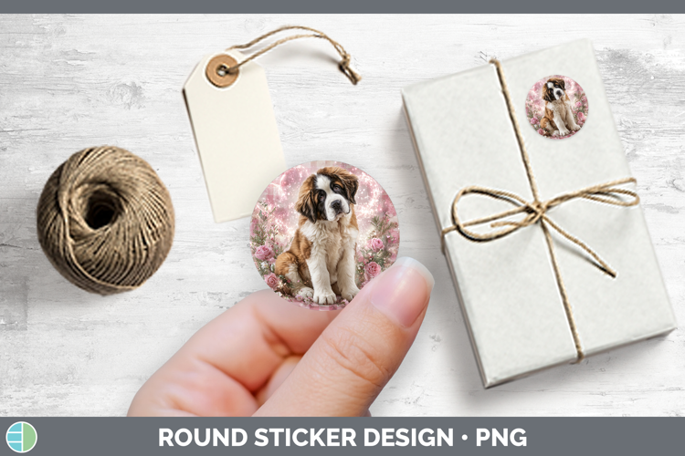 Saint Bernard Dogs 01 Checker Valentine Stickers Design