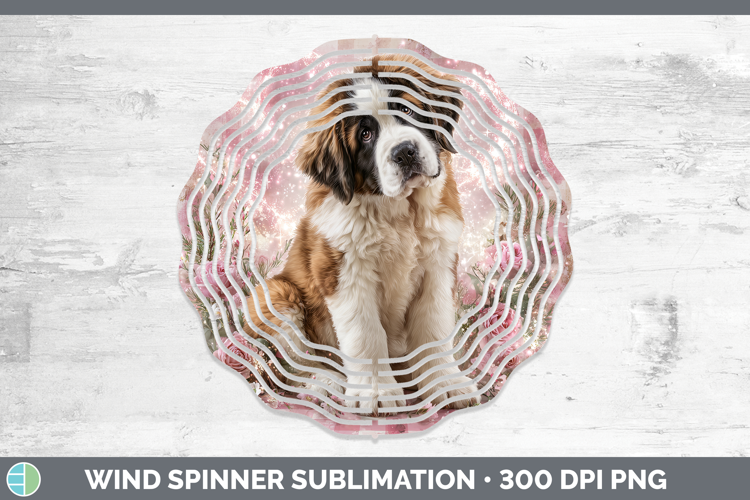 Saint Bernard Dogs 01 Checker Valentine Wind Spinner Sublima