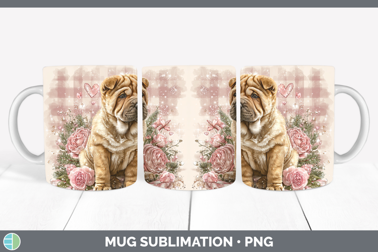 Shar Pei Dogs 01 Checker Valentine Mug Wrap Sublimation Desi