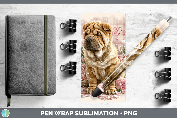 Shar Pei Dogs 01 Checker Valentine Pen Wrap Sublimation Desi
