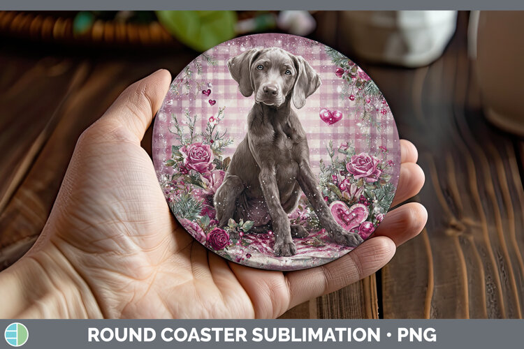 GorgeousDogs 01 Checker Valentine Round Coaster design.