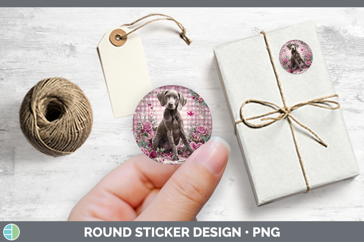 Weimaraner Dogs 01 Checker Valentine Stickers Design
