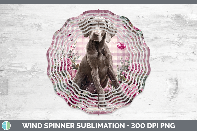 Weimaraner Dogs 01 Checker Valentine Wind Spinner Sublimatio
