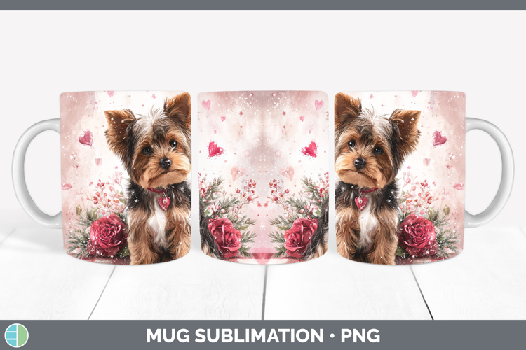 Yorkshire Terrier Dogs 01 Checker Valentine Mug Wrap Sublima