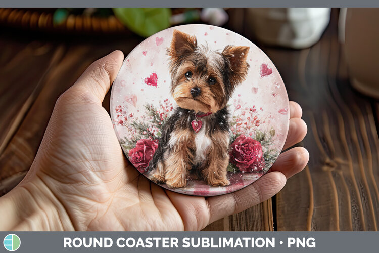 GorgeousDogs 01 Checker Valentine Round Coaster design.