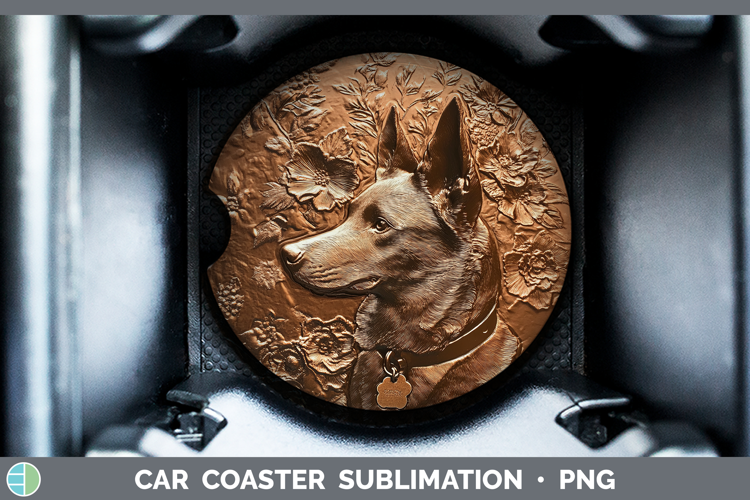 Dogs 01 Copper Relief Australian Kelpie Car Coaster Sublimat