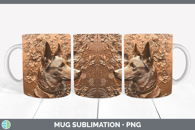 Dogs 01 Copper Relief Australian Kelpie Mug Wrap Sublimation