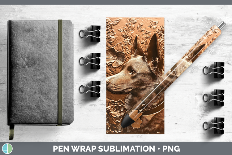 Dogs 01 Copper Relief Australian Kelpie Pen Wrap Sublimation