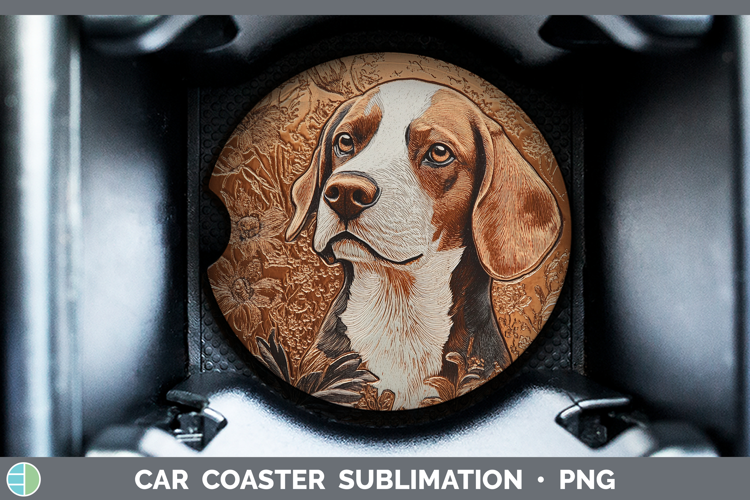 Dogs 01 Copper Relief Beagle Car Coaster Sublimation Design
