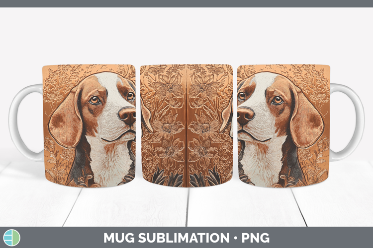 Dogs 01 Copper Relief Beagle Mug Wrap Sublimation Coffee Cup