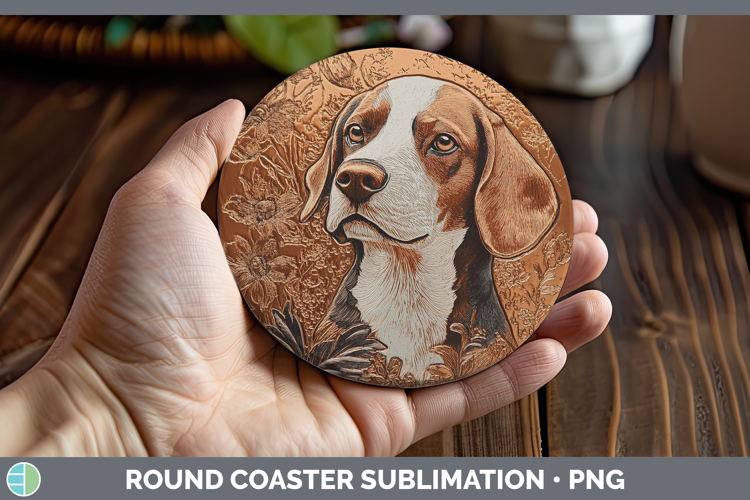 Dogs 01 Copper Relief Beagle Round Coaster Sublimation Coast