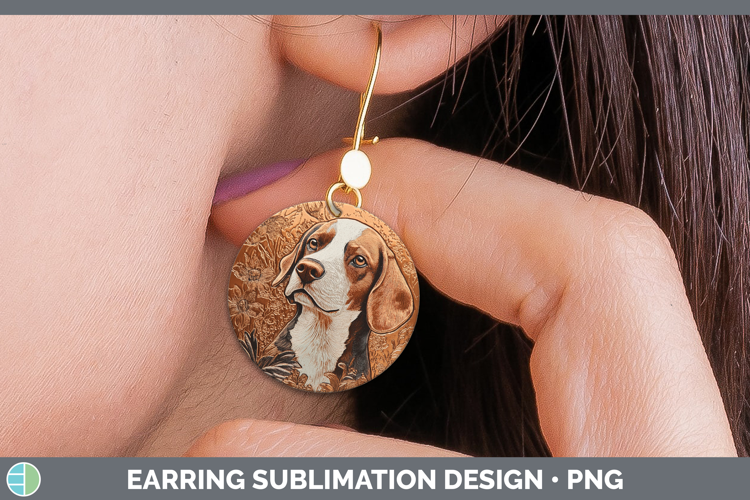 Dogs 01 Copper Relief Beagle Round Earrings Sublimation Earr