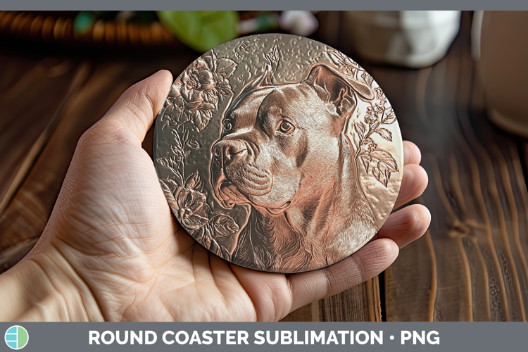 Dogs 01 Copper Relief Cane Corso Round Coaster Sublimation C