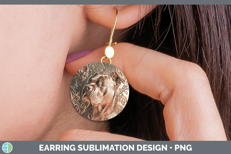 Dogs 01 Copper Relief Cane Corso Round Earrings Sublimation