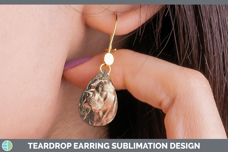 Dogs 01 Copper Relief Cane Corso Teardrop Earrings Sublimati