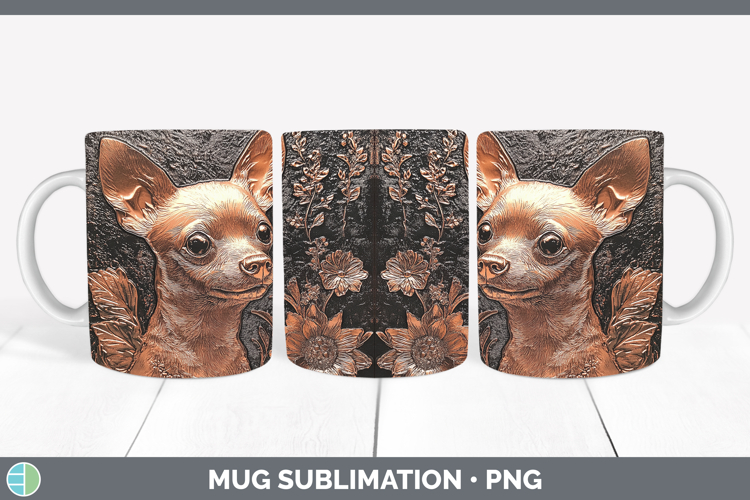 Dogs 01 Copper Relief Chihuahua Mug Wrap Sublimation Coffee