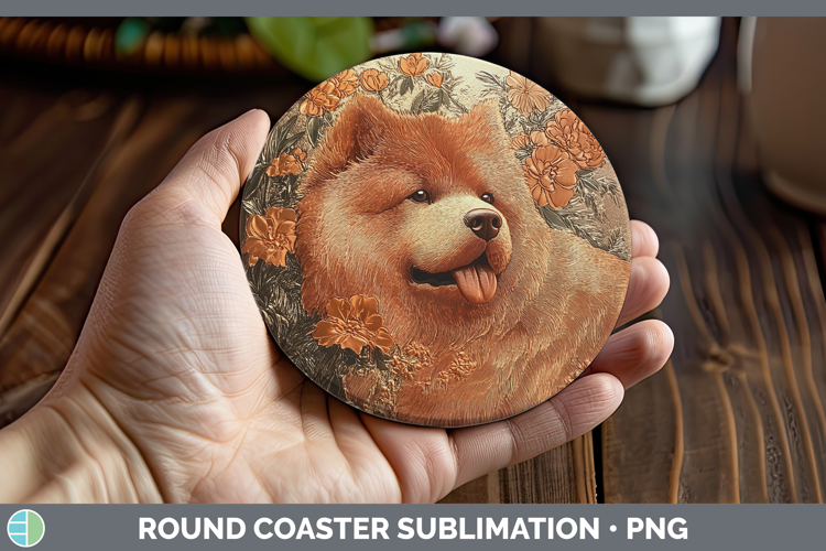 Dogs 01 Copper Relief Chow Chow Round Coaster Sublimation Co