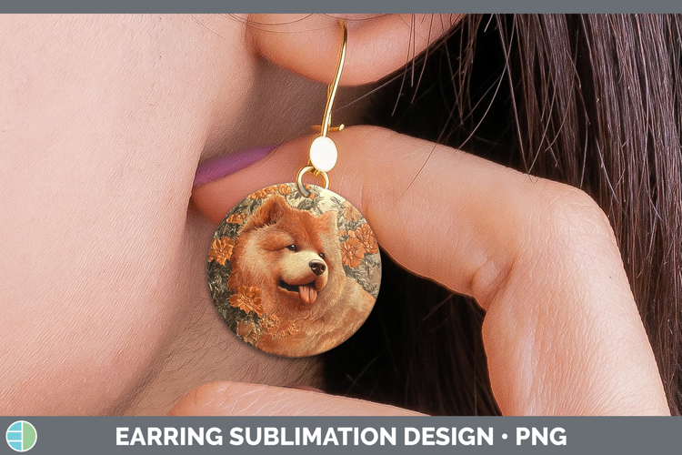 Dogs 01 Copper Relief Chow Chow Round Earrings Sublimation E