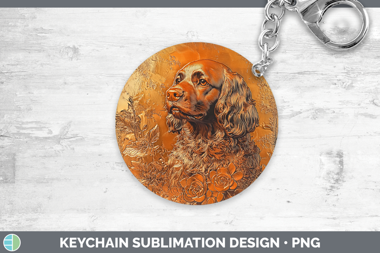 Dogs 01 Copper Relief Cocker Spaniel Keychain Sublimation Ke