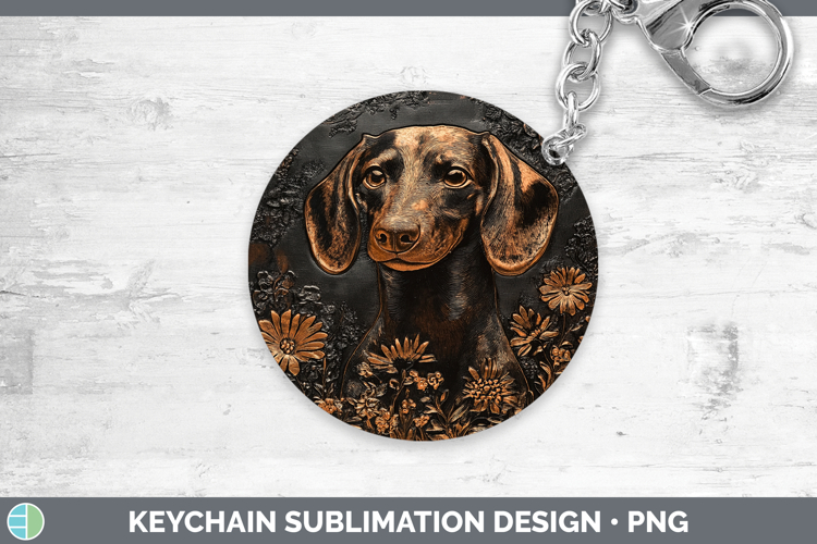 Dogs 01 Copper Relief Dachshund Keychain Sublimation Keyring