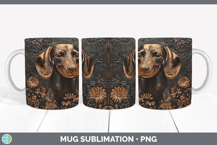 Dogs 01 Copper Relief Dachshund Mug Wrap Sublimation Coffee