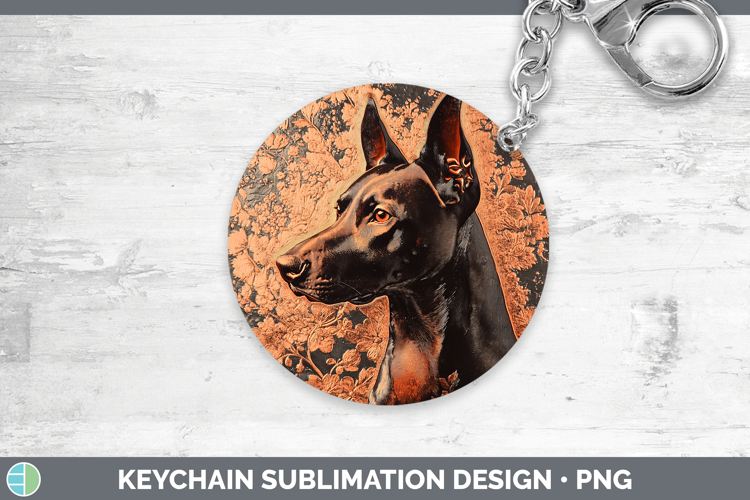 Dogs 01 Copper Relief Doberman Pinscher Keychain Sublimation