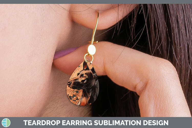 Dogs 01 Copper Relief Doberman Pinscher Teardrop Earrings Su