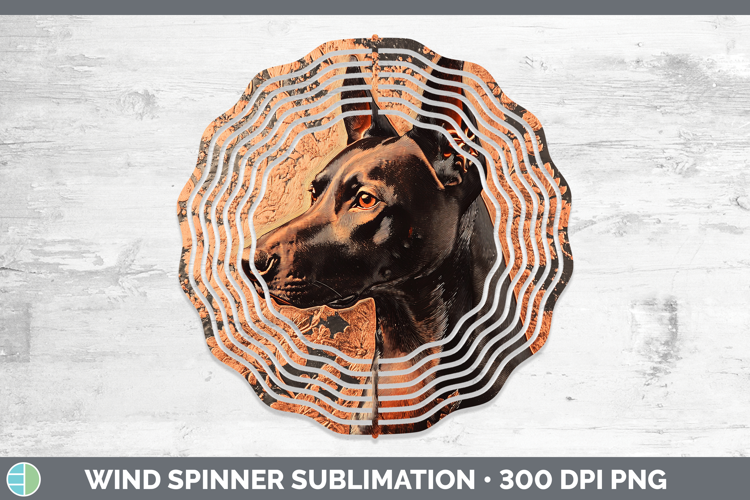 Dogs 01 Copper Relief Doberman Pinscher Wind Spinner Sublima