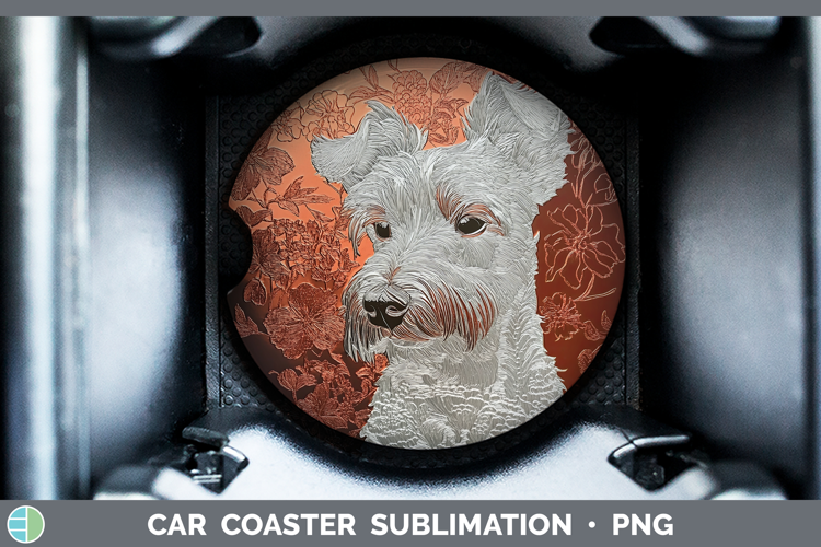 Dogs 01 Copper Relief Fox Terrier Car Coaster Sublimation D