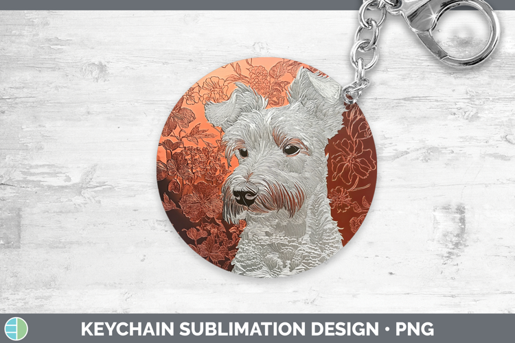 Dogs 01 Copper Relief Fox Terrier Keychain Sublimation Keyri