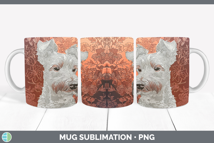 Dogs 01 Copper Relief Fox Terrier Mug Wrap Sublimation Coffe
