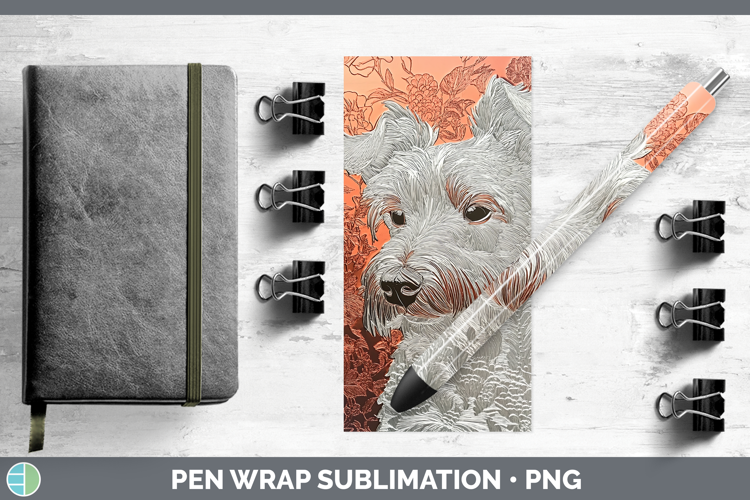 Dogs 01 Copper Relief Fox Terrier Pen Wrap Sublimation Pen D