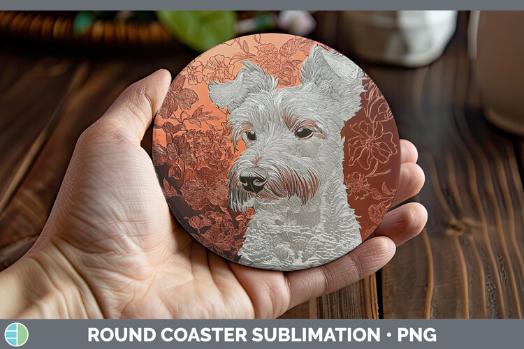 GorgeousDogs 01 Copper Relief Round Coaster design.