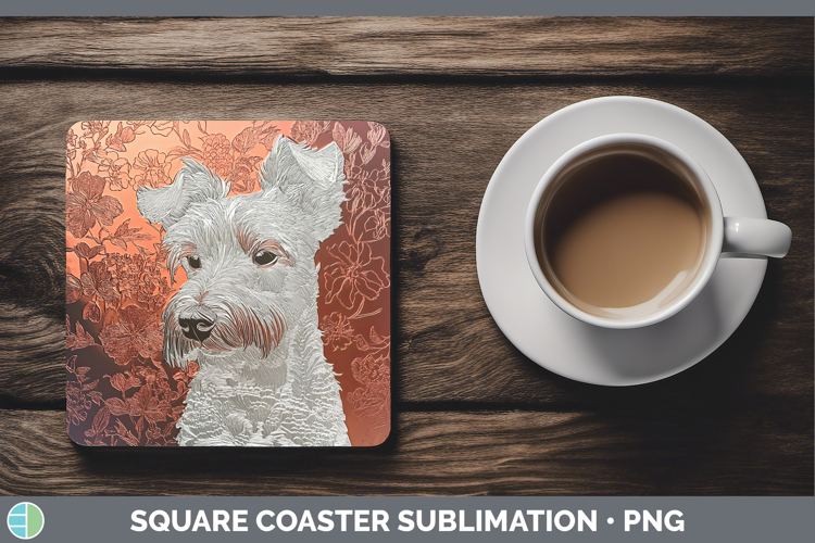 Dogs 01 Copper Relief Fox Terrier Square Coaster Sublimation