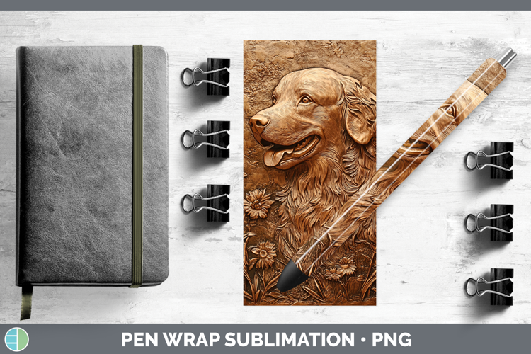 Dogs 01 Copper Relief Golden Retriever Pen Wrap Sublimation