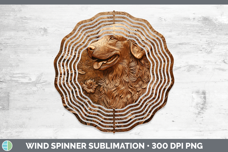 Dogs 01 Copper Relief Golden Retriever Wind Spinner Sublimat