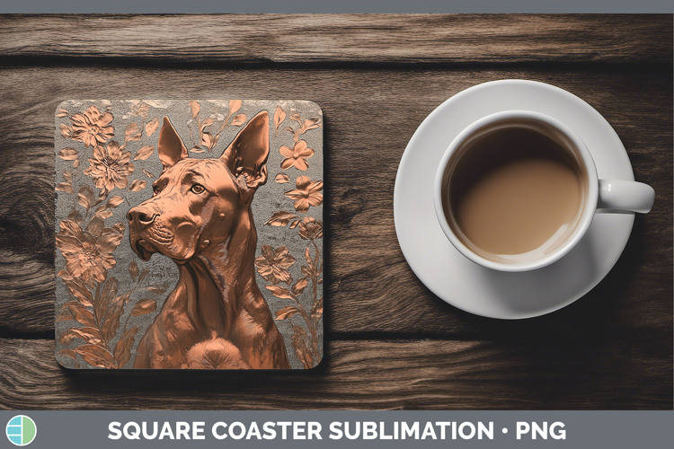 Dogs 01 Copper Relief Great Dane Square Coaster Sublimation