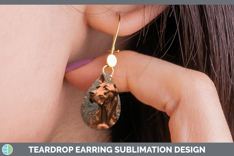 Dogs 01 Copper Relief Great Dane Teardrop Earrings Sublimati