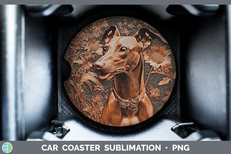 GorgeousDogs 01 Copper Relief Car Coaster design.