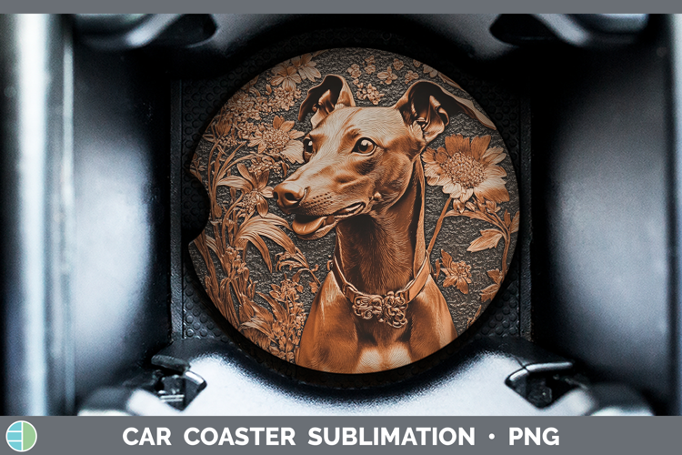 Dogs 01 Copper Relief Greyhound Car Coaster Sublimation Des