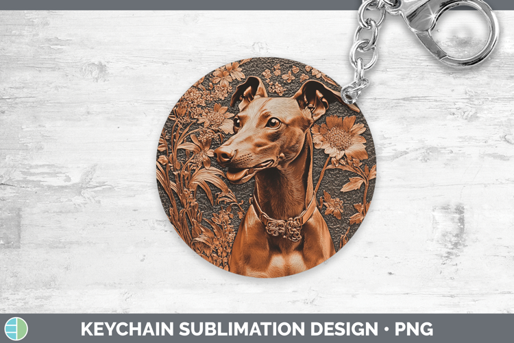 Dogs 01 Copper Relief Greyhound Keychain Sublimation Keyring