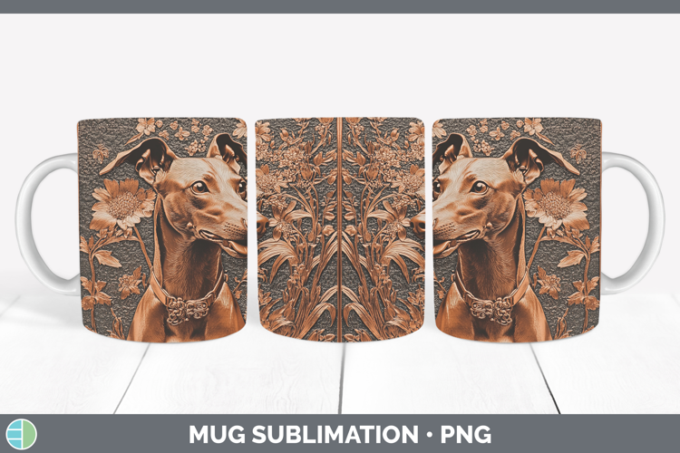 Dogs 01 Copper Relief Greyhound Mug Wrap Sublimation Coffee