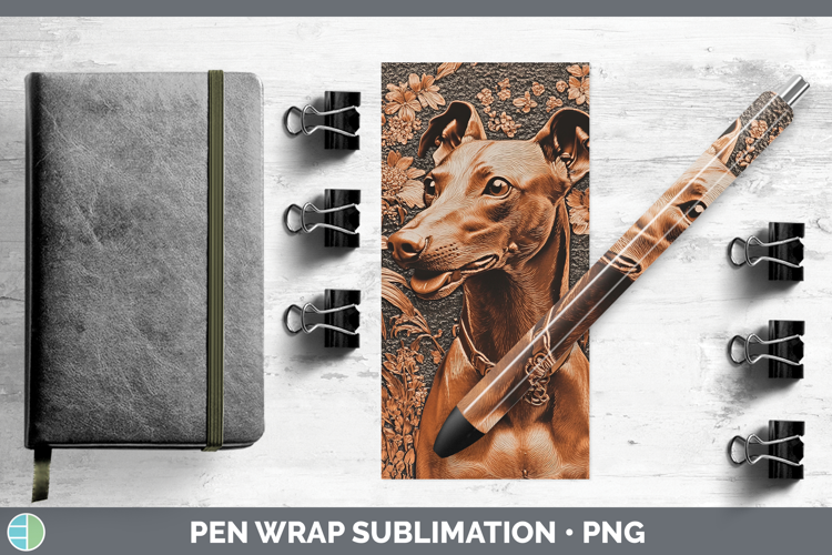 Dogs 01 Copper Relief Greyhound Pen Wrap Sublimation Pen Des