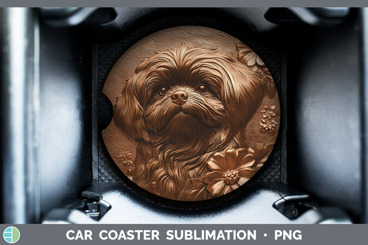 Dogs 01 Copper Relief Lhasa Apso Car Coaster Sublimation De