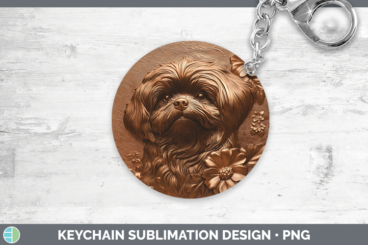 Dogs 01 Copper Relief Lhasa Apso Keychain Sublimation Keyrin