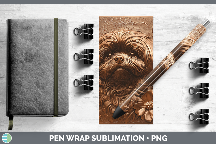 Dogs 01 Copper Relief Lhasa Apso Pen Wrap Sublimation Pen De